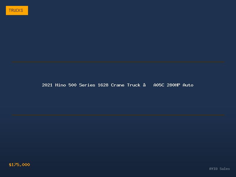 2021 Hino 500 Series 1628 Crane Truck — A05C 280HP Auto